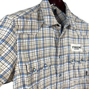 Howies UK Short Sleeve Flannel Pearl Snap Shirt Mens M Organic Cotton Trek Bike